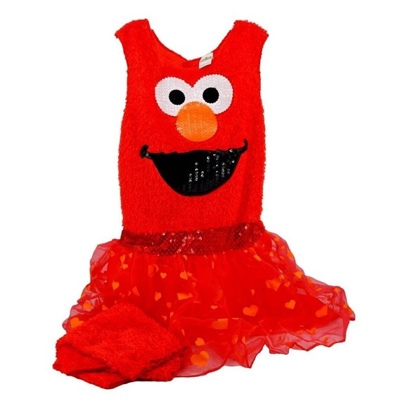 Elmo Sesame Street Girls Costume Set Dress and Leg Warmers Red Sequin - Size XL